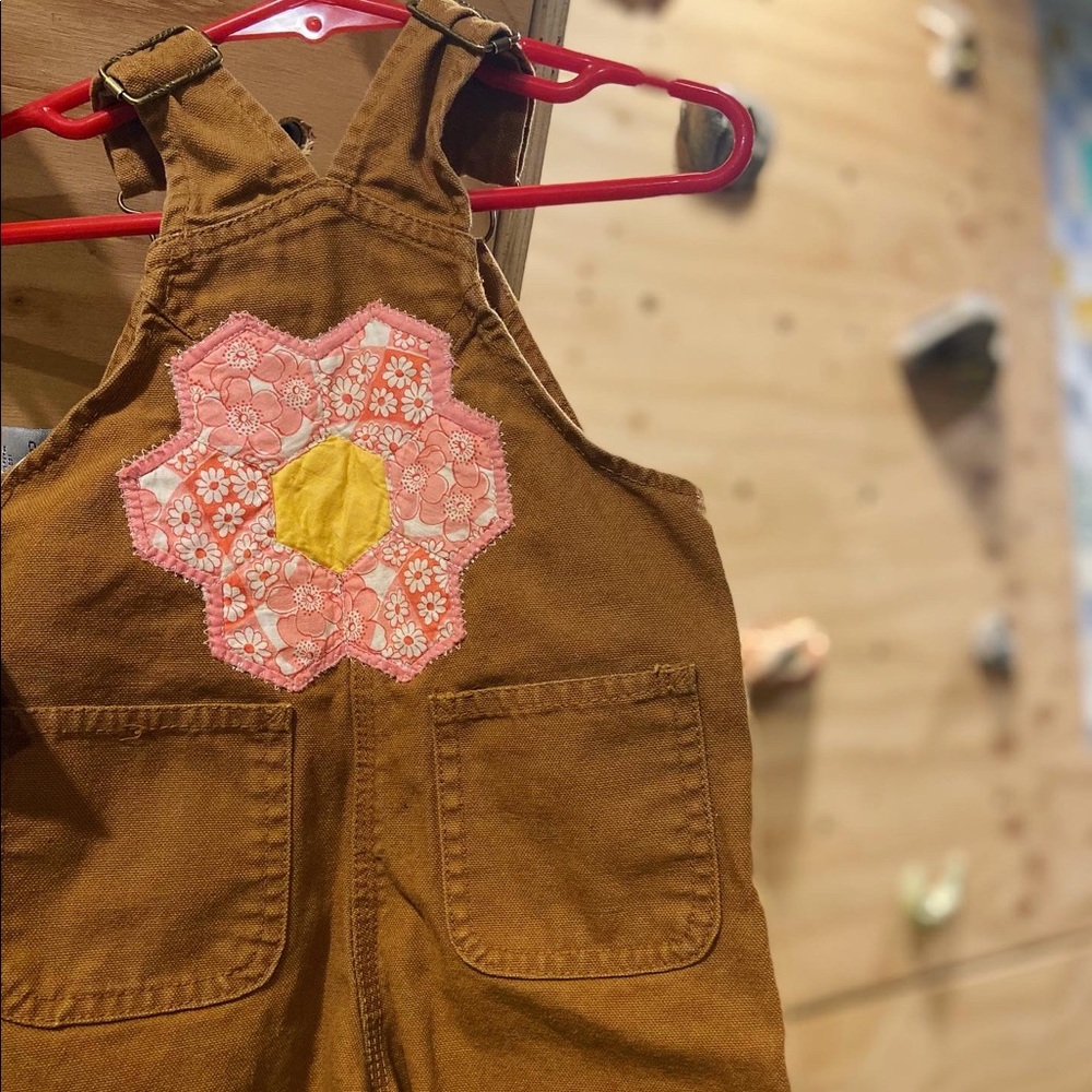 Vintage Quilt Patch Bib Overalls 12 months
